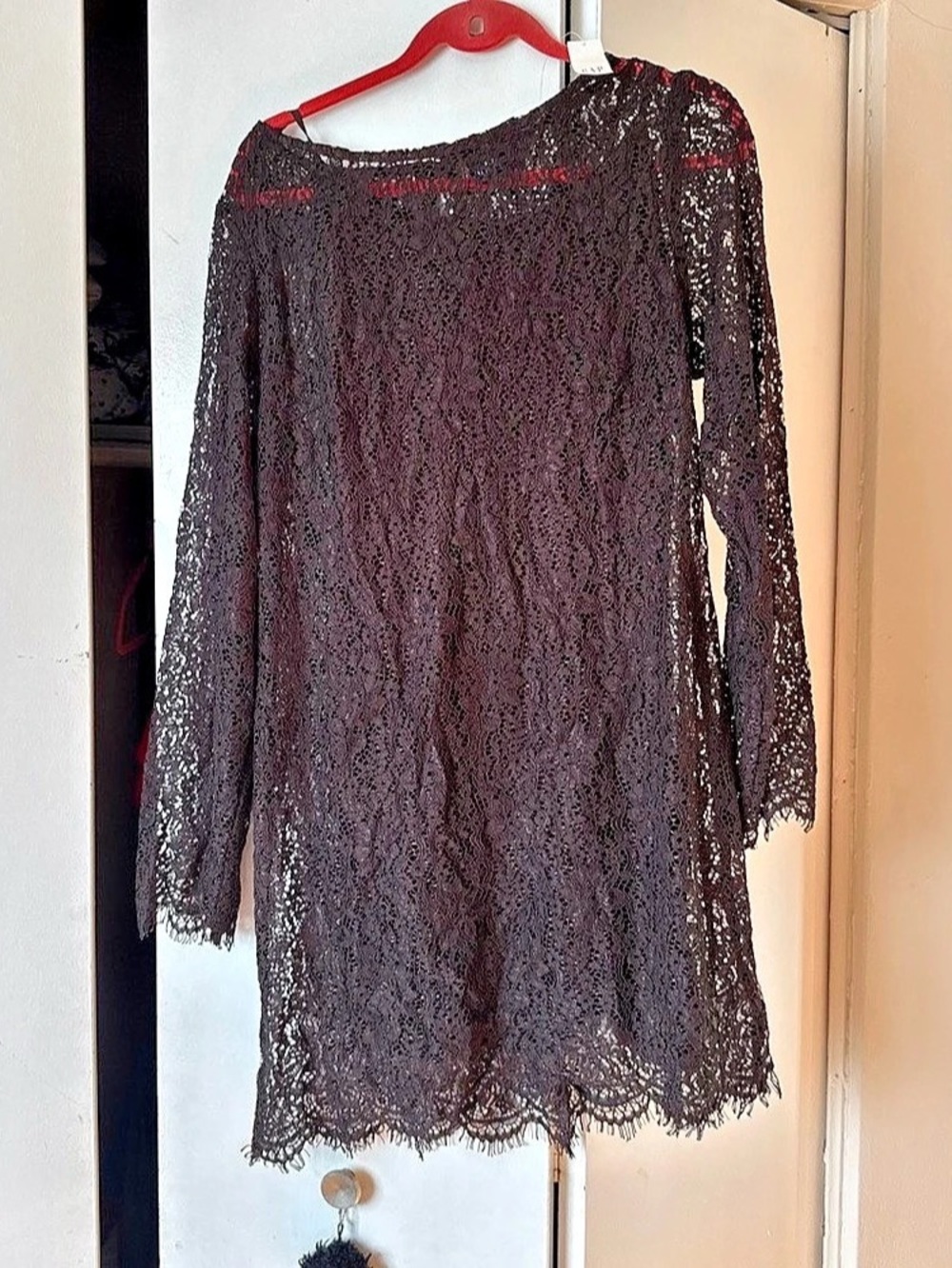 Gap Lace Mini Shift Dress Brown Size Large